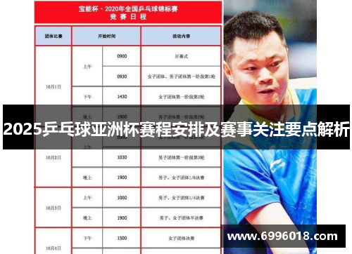 2025乒乓球亚洲杯赛程安排及赛事关注要点解析